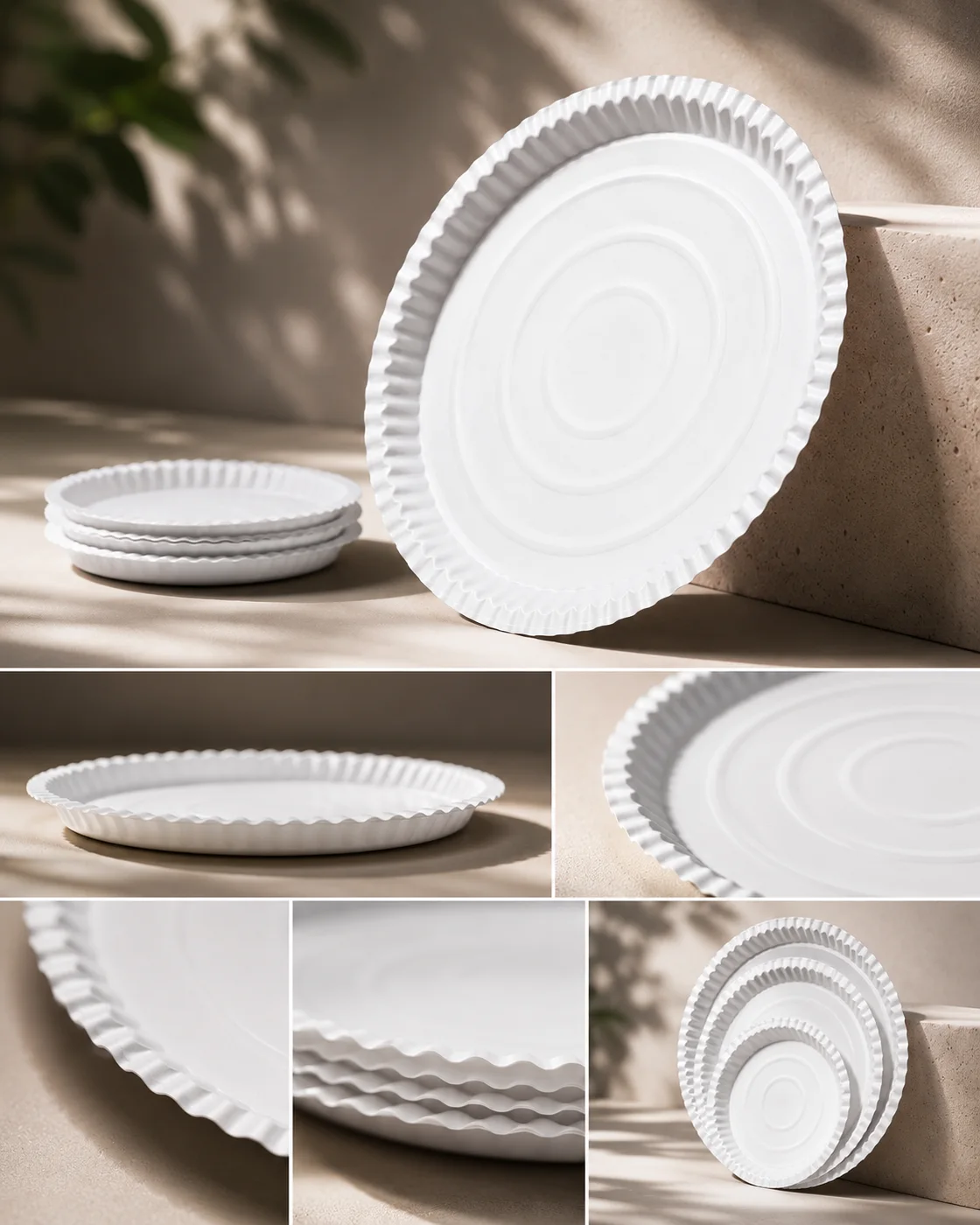 Classic white disposable plates and thali range